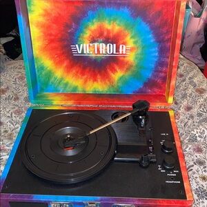 Victrola rainbow tie dye record player blue tooth